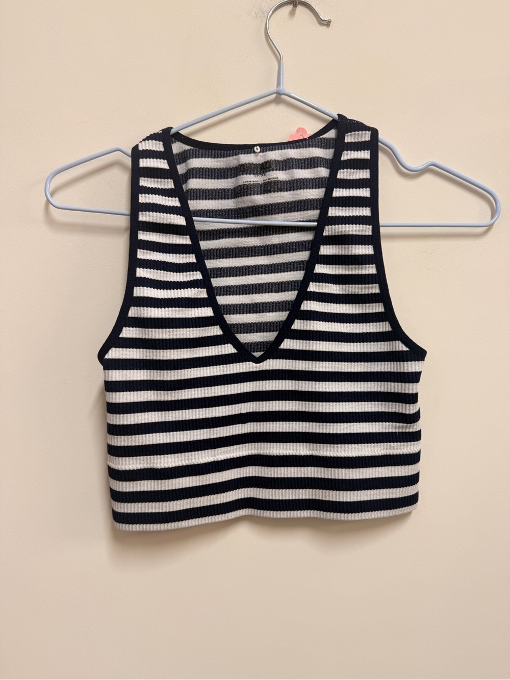 Garage Black and White Striped V-Neck Tank Top